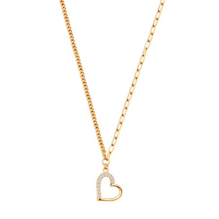 Naszyjnik pozłacany serce z cyrkoniami