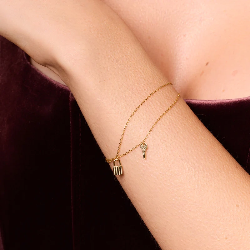 Bransoletka srebrna pozłacana z kluczykiem