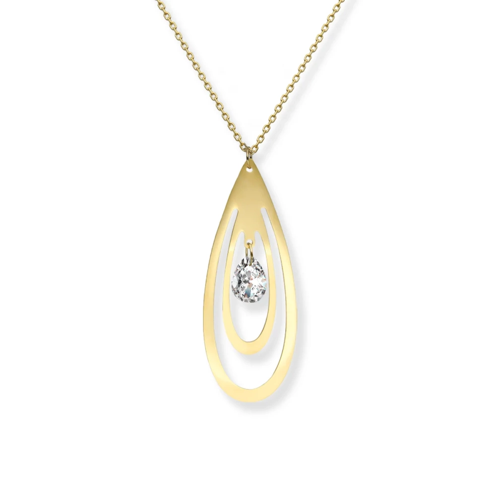 Naszyjnik pozłacany z zawieszką z cyrkonią