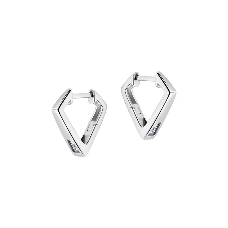 Kolczyki srebrne wiszące trójkątne z cyrkonią