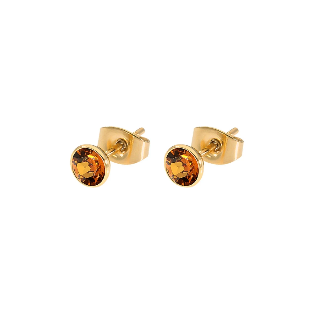Kolczyki Qudo Bottone 5mm Light Amber