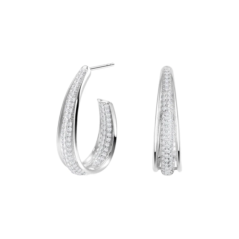 Kolczyki srebrne półkółka z cyrkoniami