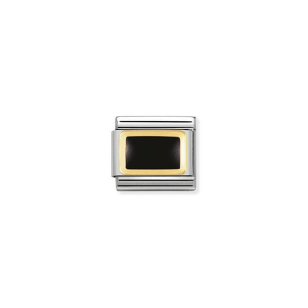 Element link do bransoletek Nomination Composable Stal + Złoto 18k czarny prostokąt