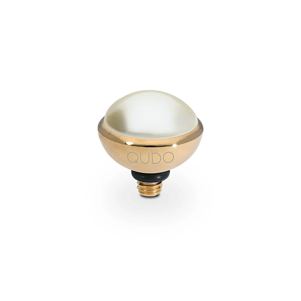 Element top wkręcany Qudo Bottone 10mm stal pozłacana Cream Pearl