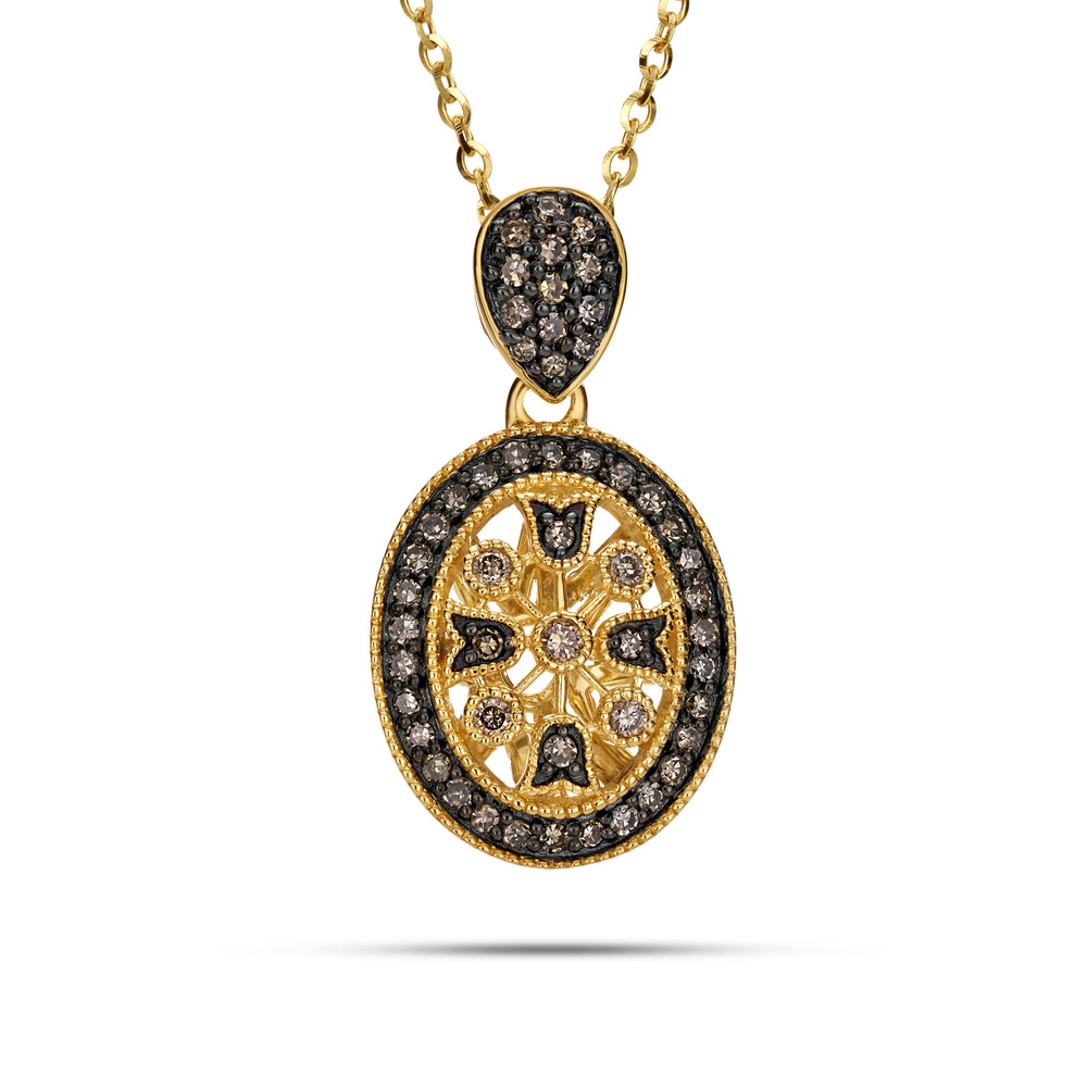 Złota zwieszka z diamentami szampańskimi