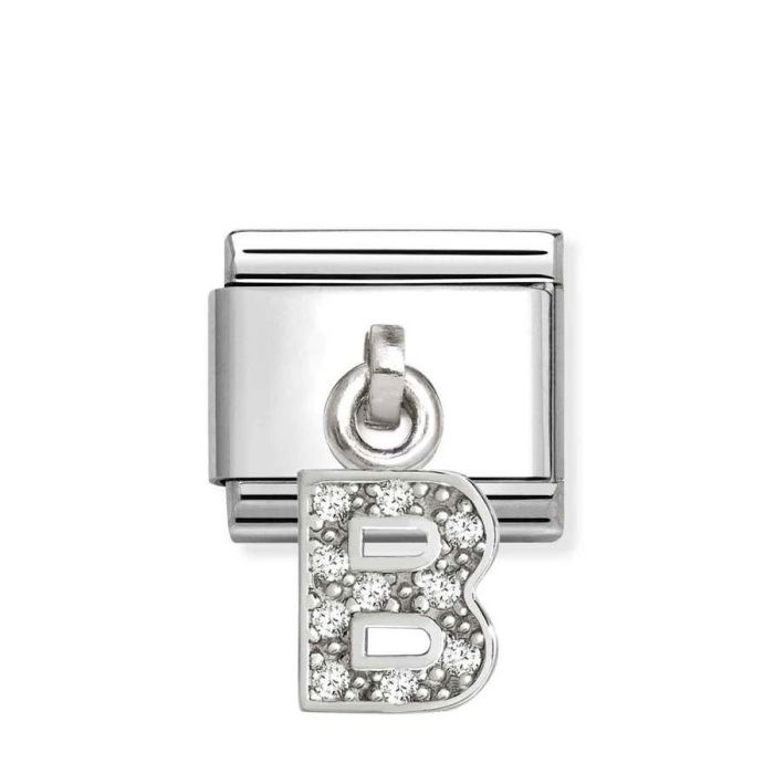 Element link do bransoletek Nomination Composable Stal + Srebro 925 litera B z cyrkoniami