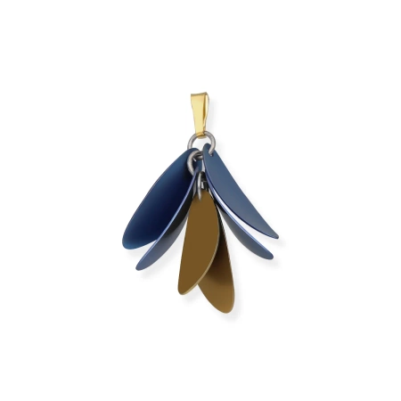 Zawieszka pozłacana wiszące elementy tytan niebiesko złoty