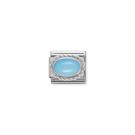 Element link do bransoletek Nomination Composable Stal + Srebro 925 owal turkus