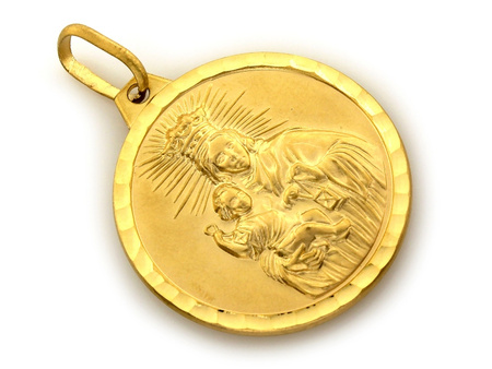 Złoty medalik szkaplerz duży okrągły