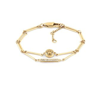 Bransoletka pozłacana Tommy Hilfiger z zawieszką z cyrkoniami