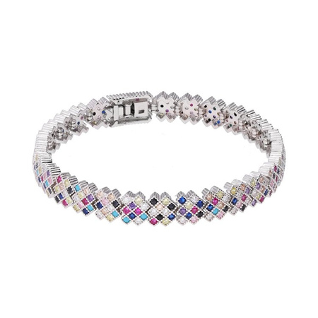 Srebrna bransoleta multikolor 5 rzędowa