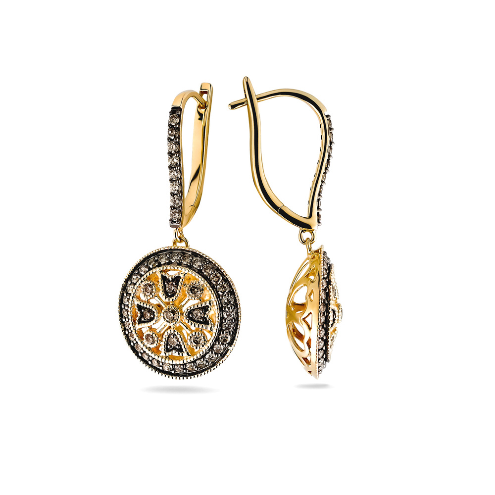 Złote kolczyki z diamentami szampańskimi