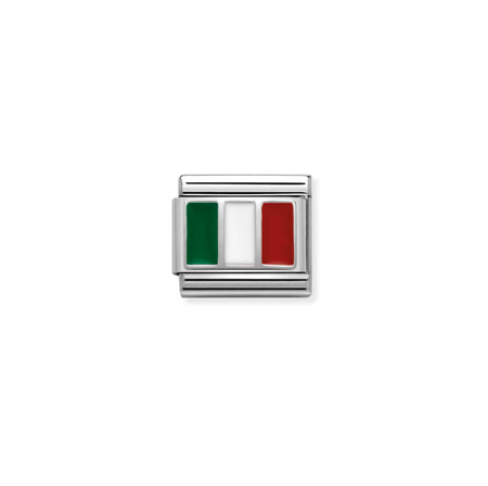 Element link do bransoletek Nomination Composable Stal + Srebro 925 flaga Italy