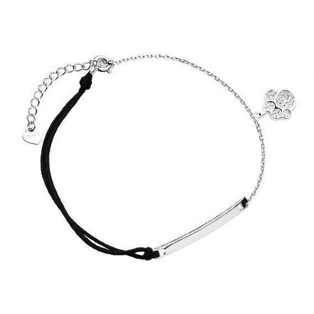 Srebrna bransoletka łapka z cyrkoniami