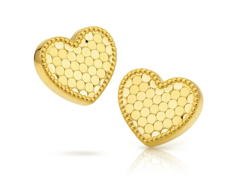 Złote kolczyki serca diamentowane
