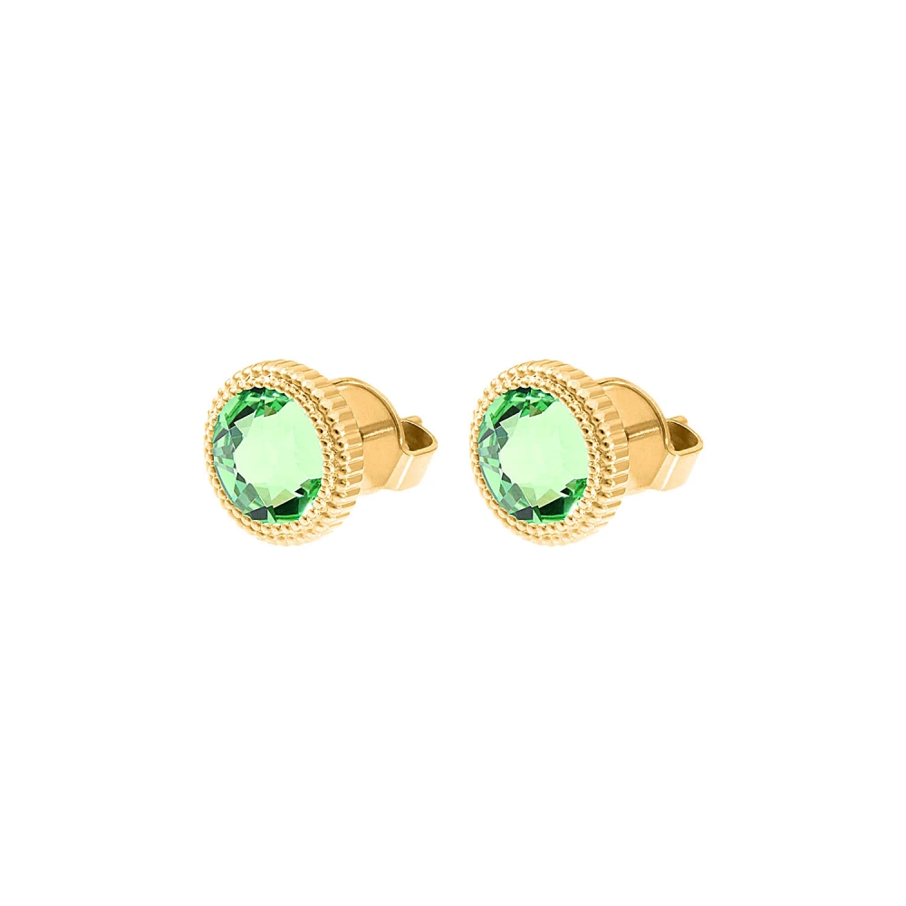Kolczyki Qudo Fabero 10mm stal pozłacana Peridot