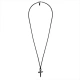 Naszyjnik ze stali szlachetnej z czarnym krzyżem na czarnym sznurku