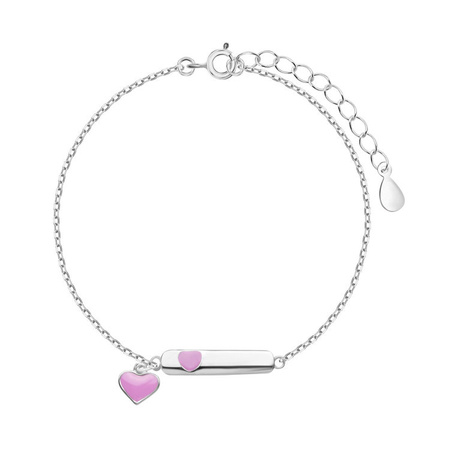 Bransoletka srebrna z serduszkiem i blaszka do grawerowania