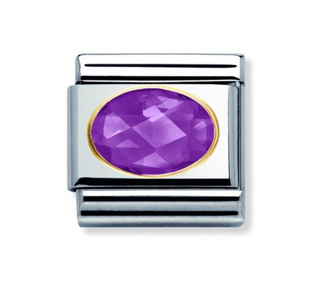 Element link do bransoletek Nomination Composable Stal + Złoto 18k owal filolet