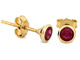 Złote kolczyki sztyft z rubinowymi cyrkoniami