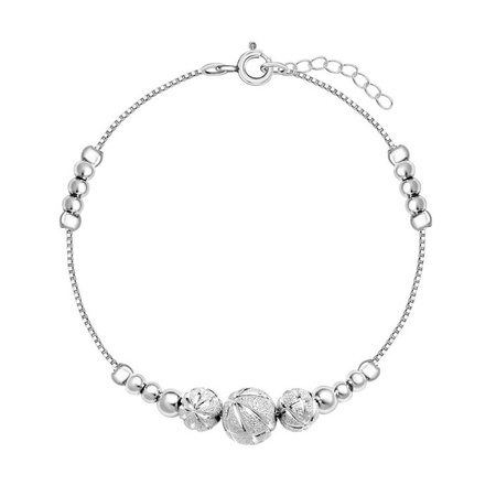 Bransoletka srebrna kulki diamentowane
