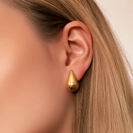 Kolczyki pozłacane krople lekkie sztyfty