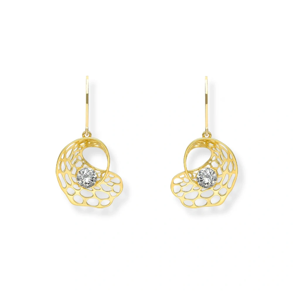 Kolczyki pozłacane ażurowe z cyrkonią