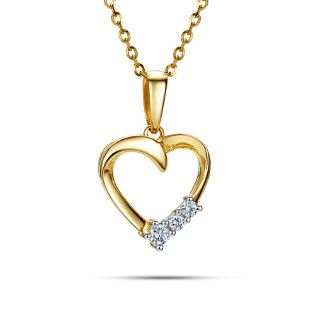 Złota zwieszka serce z diamentami