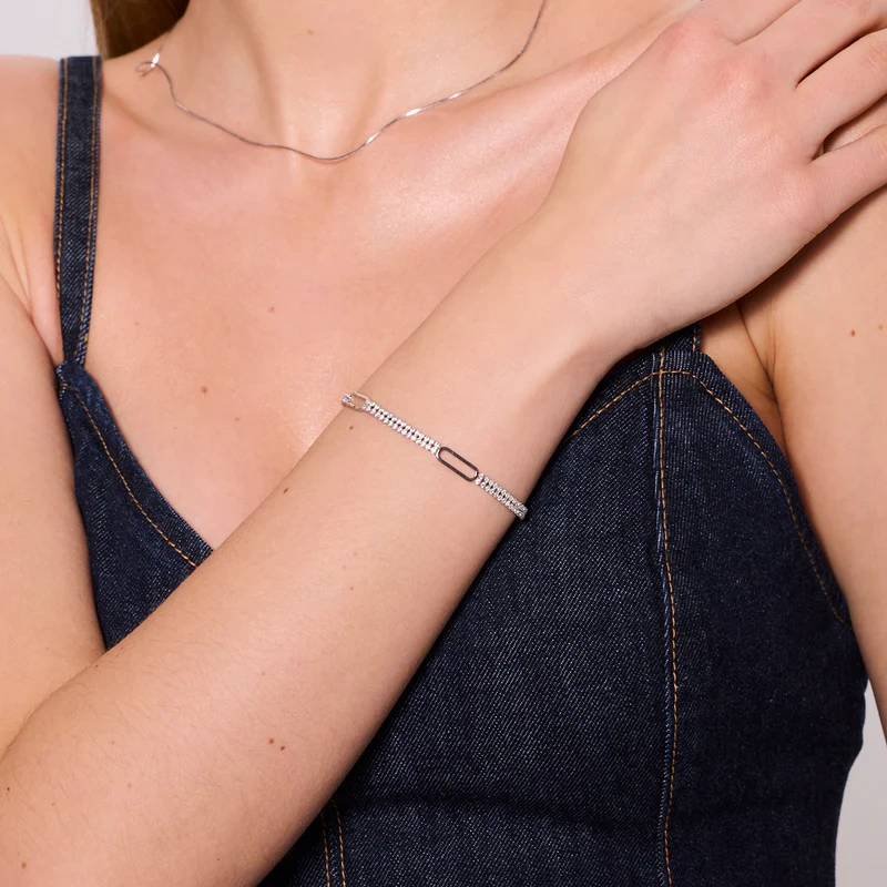 Bransoletka srebrna z cyrkoniami