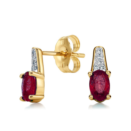 Złote kolczyki z rubinami i diamentami