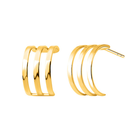 Kolczyki srebrne pozłacane półkola potrójne