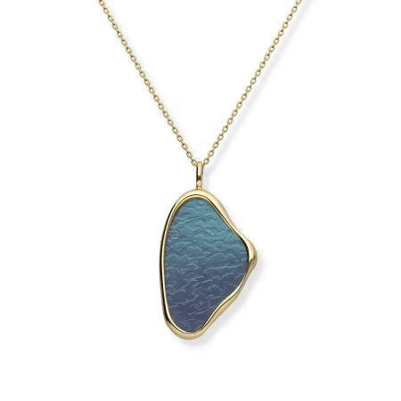 Naszyjnik pozłacany tytan niebiesko zielony