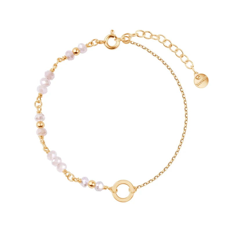 Bransoletka pozłacana z różowymi cyrkoniami