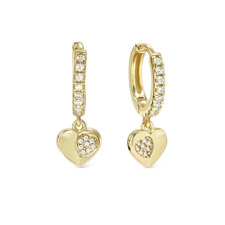 Kolczyki pozłacane Nomination Petit Sparkle wiszące serduszka