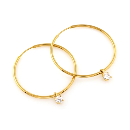 Złote kolczyki koła z cyrkonią