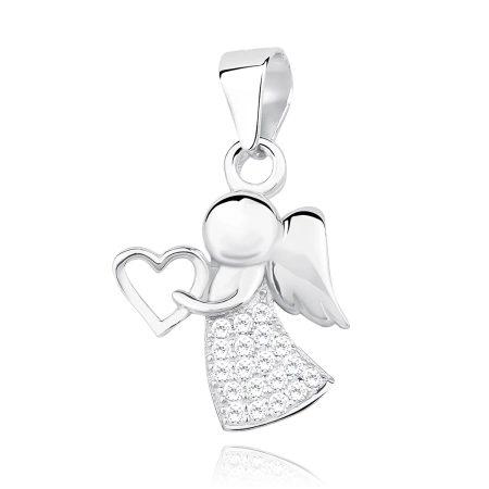 Srebrna zawieszka aniołek z cyrkoniami