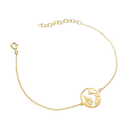 Bransoletka srebrna pozłacana kula ziemska planeta ziemia