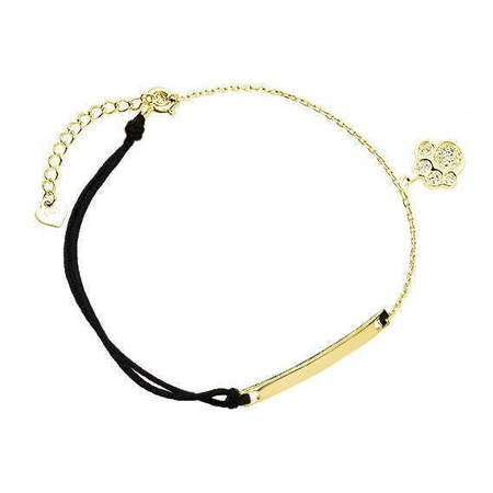 Srebrna bransoletka łapka z cyrkoniami złocenie