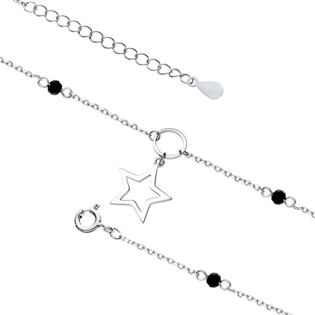 Bransoletka srebrna na nogę z gwiazdą i spinelem