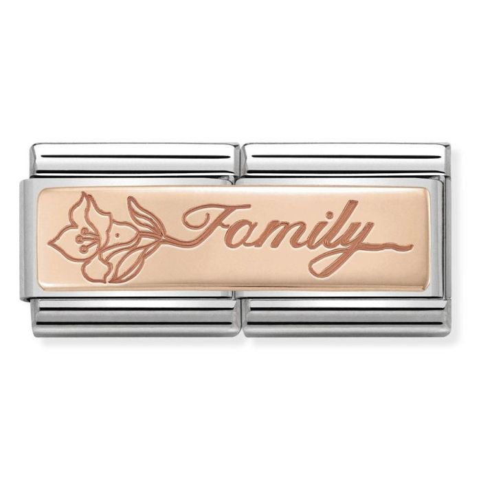 Element link do bransoletek Nomination Composable Stal + Różowe Złoto 9k rodzina z kwiatkiem