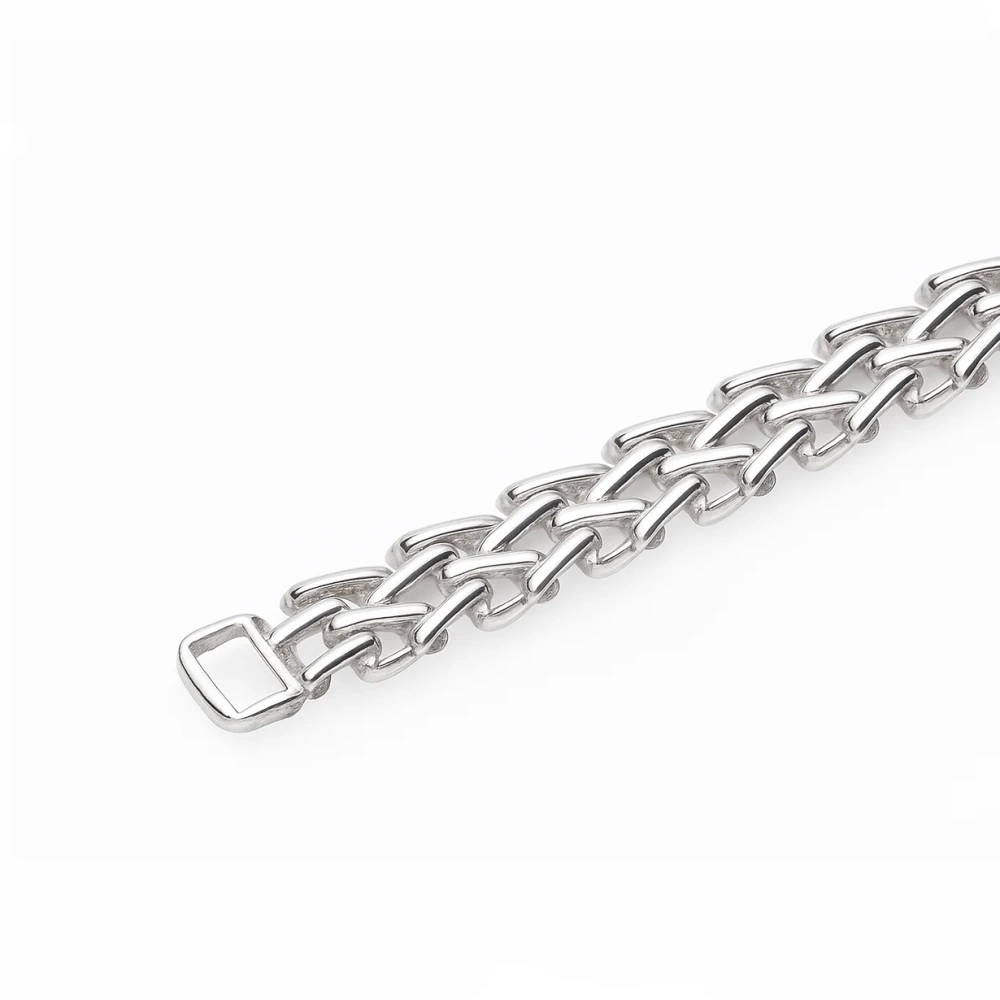 Bransoletka srebrna szeroka plecionka