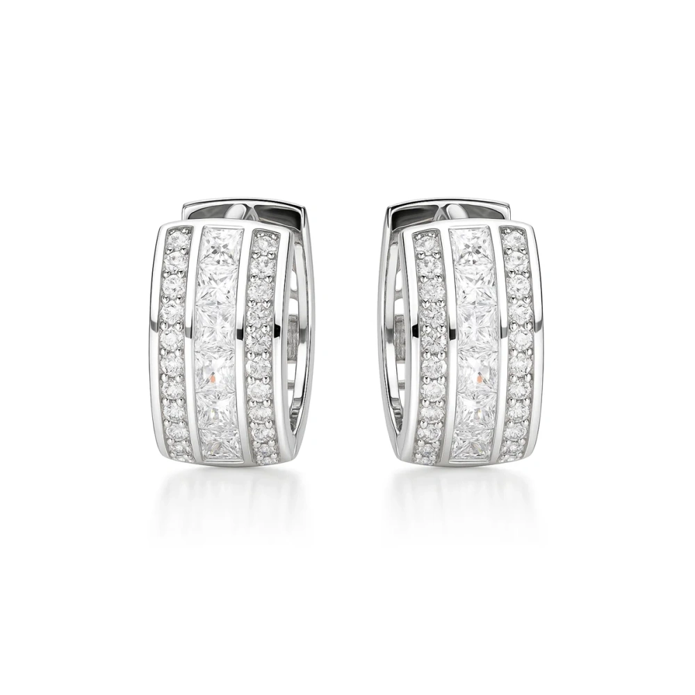 Kolczyki srebrne kółka szerokie z cyrkoniami