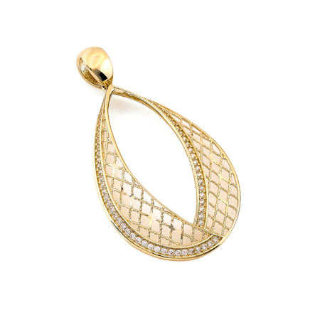 Zawieszka złota ażurowa duża z cyrkoniami