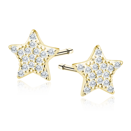 Kolczyki srebrne pozłacane gwiazdki z cyrkoniami