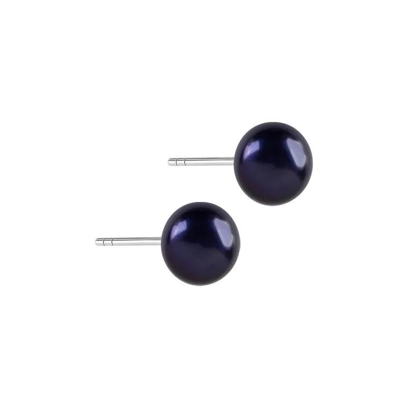 Kolczyki srebrne z czarną perłą hodowlaną