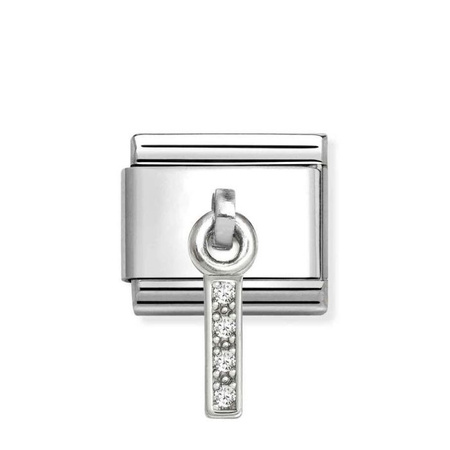 Element link do bransoletek Nomination Composable Stal + Srebro 925 litera I z cyrkoniami