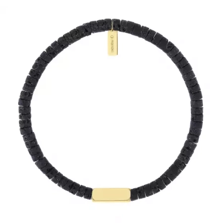 Bransoletka męska stal szlachetna lawa wulkaniczna