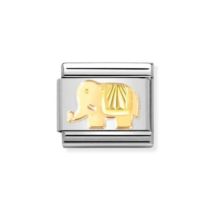 Element link do bransoletek Nomination Composable Stal + Złoto 18ky słonik