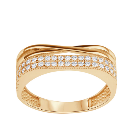 Pierścionek pozłacany z cyrkoniami