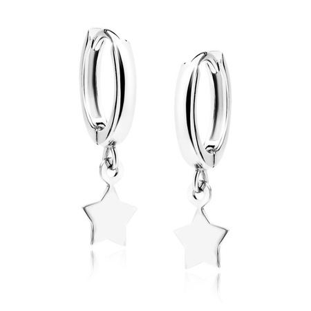 Srebrne kolczyki kółka z gwiazdkami